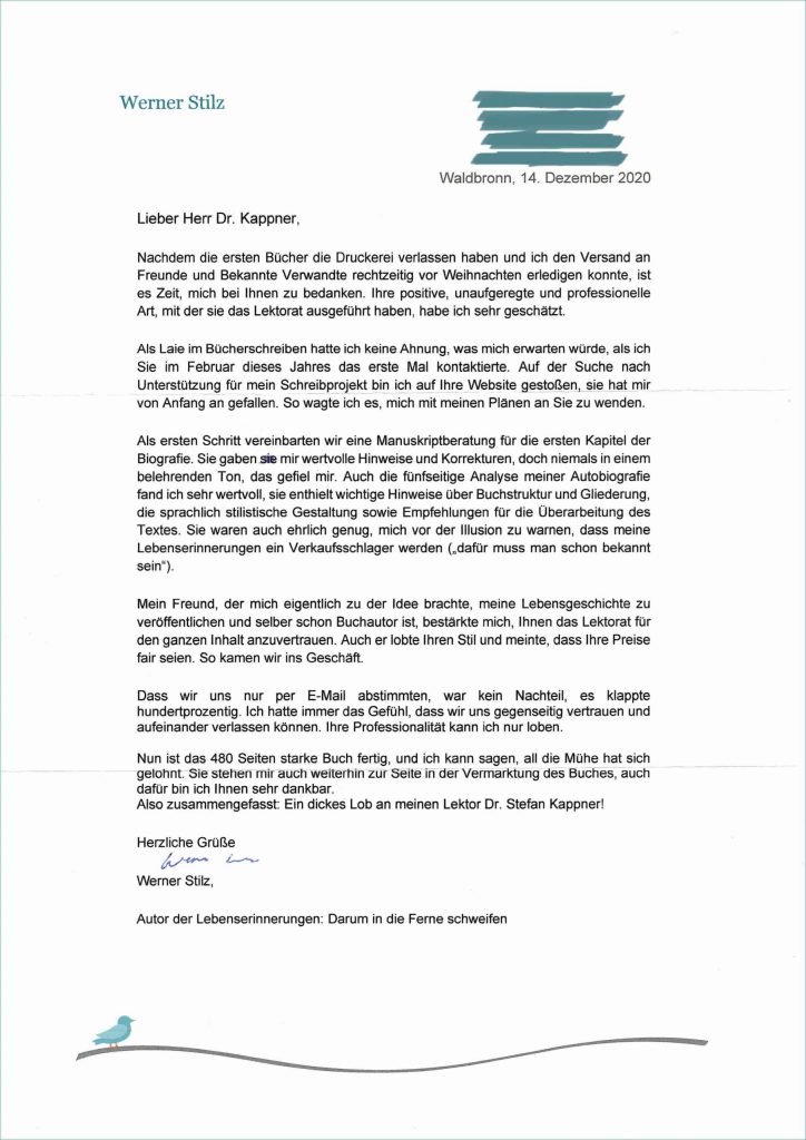 Feedback Werner Stilz